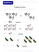 Find The Sum Of Animals Worksheet Template
