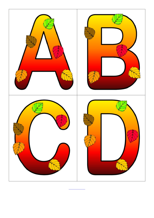Orange Fall Leaf Alphabet Card Template Printable pdf