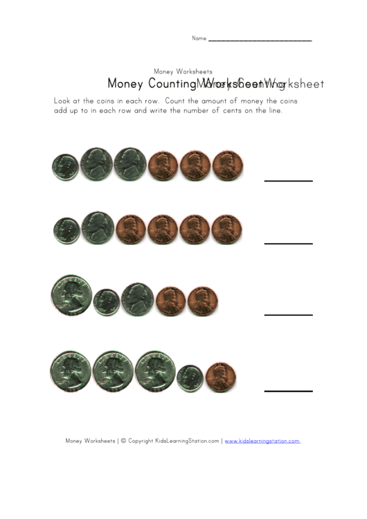 Money Counting Worksheet Template Printable pdf