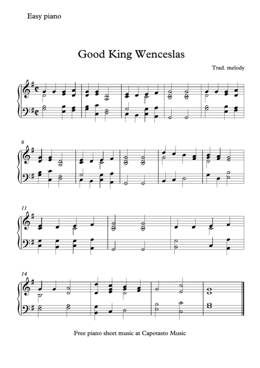 Good King Wenceslas Piano Sheet Music Printable pdf