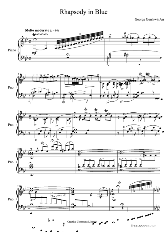 Rhapsody In Blue Sheet Music Printable pdf