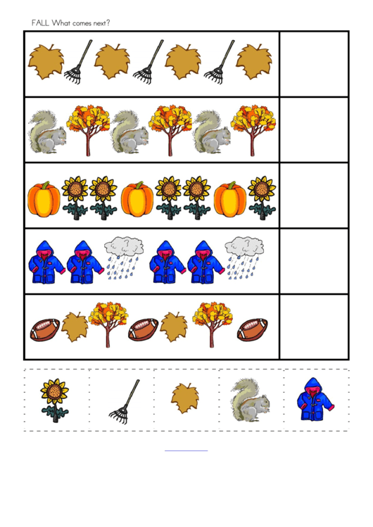 Fall What Comes Next - Kids Activity Sheets Printable pdf