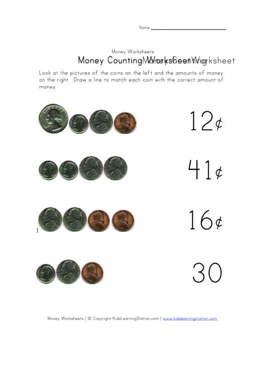 Counting Money Worksheet Template Printable pdf