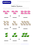 Animals Addition Equations Worksheet Template
