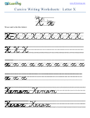 Cursive Writing Worksheet For Letter X X