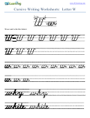 Cursive Writing Worksheet For Letter W W