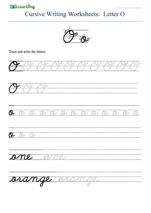 Cursive Writing Worksheet For Letter O O Printable pdf