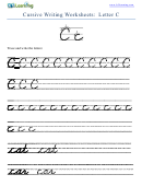 Cursive Writing Worksheet For Letter C C