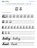Cursive Writing Worksheet For Letter B B