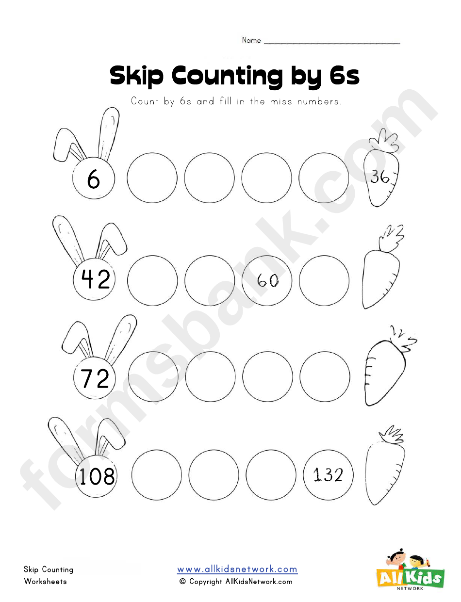 Skip Counting By 6s Worksheet Template
