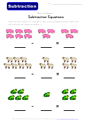 Animals Subtraction Equations Worksheet Template