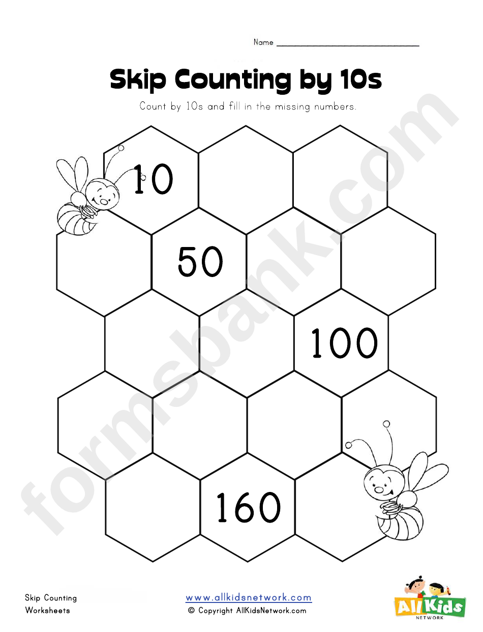 Skip Counting By 10s Worksheet Template