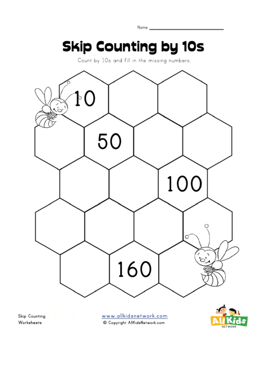 Skip Counting By 10s Worksheet Template printable pdf download