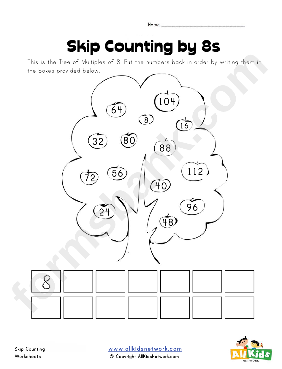 Skip Counting By 8s Worksheet Template