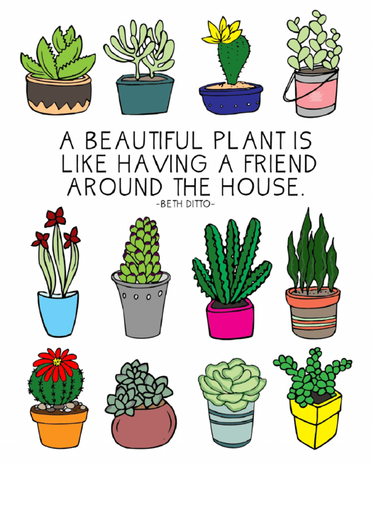 Color Beautiful Plants Bookshelf Poster Template Printable pdf