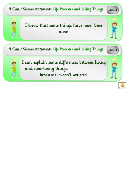 I Can Science Statements Poster Template - Life Processes And Living Things Printable pdf