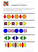 Complete The Patterns Worksheet Template