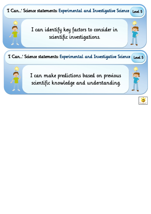 I Can Science Statements Poster Template - Experimental And Investigative Science Printable pdf
