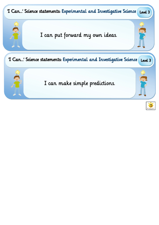 I Can Science Statements Poster Template - Experimental And Investigative Science