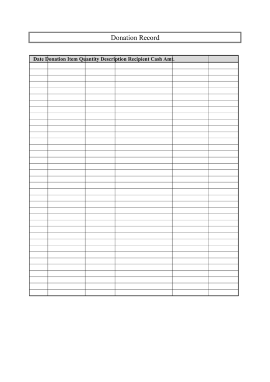 Donation Record Form Printable pdf