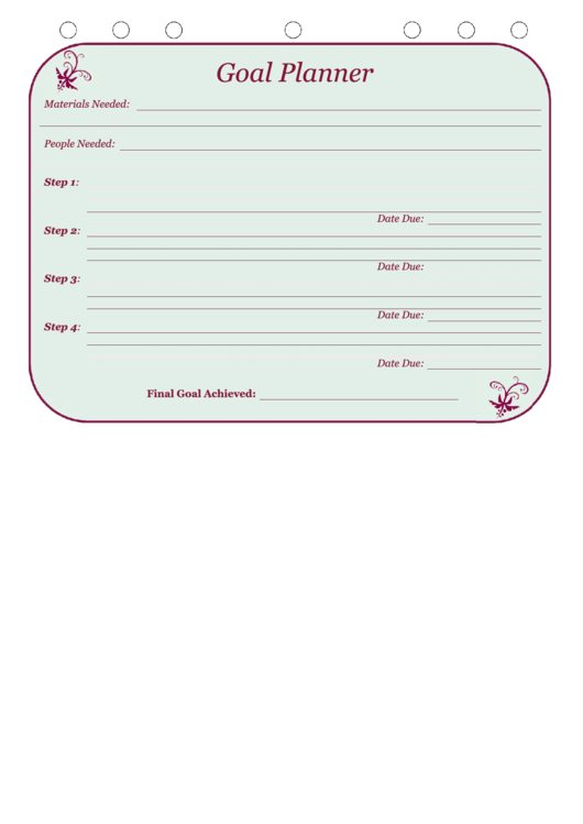 Goal Planner Template Printable pdf