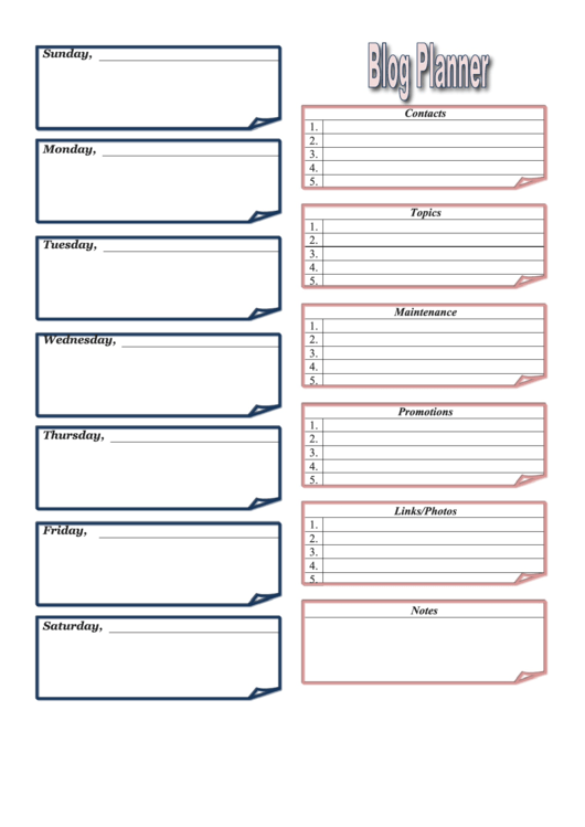 Blog Planner Templates Printable pdf