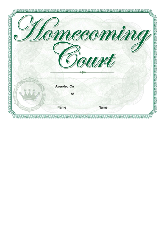 Homecoming Certificate Templates Printable pdf