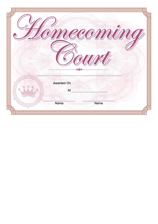 Homecoming Certificate Templates Printable pdf