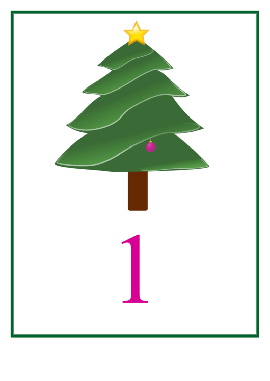 Number 1 Christmas Counting Template Printable pdf