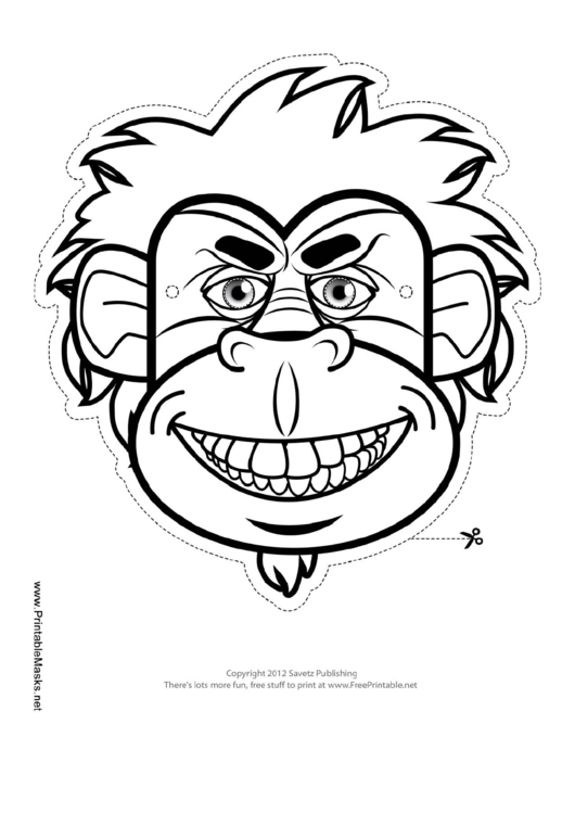 Gorilla Mask Outline Template Printable pdf