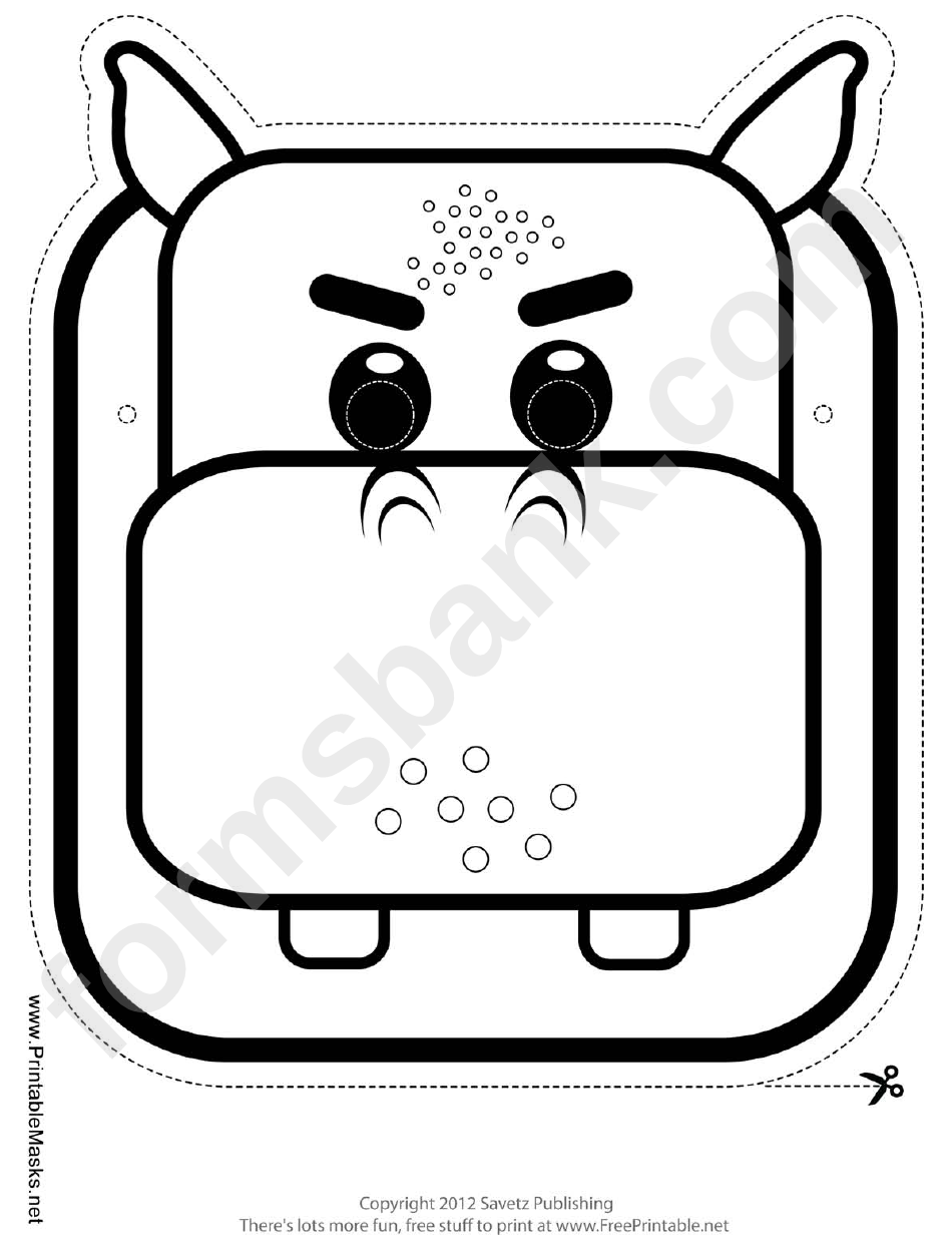 Hippo Mask Outline Template