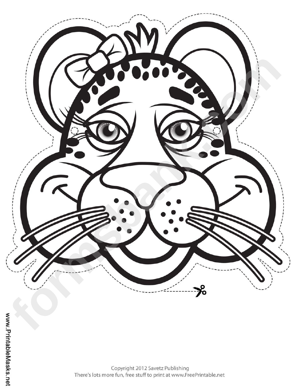 Cheetah Ribbon Mask Outline Template