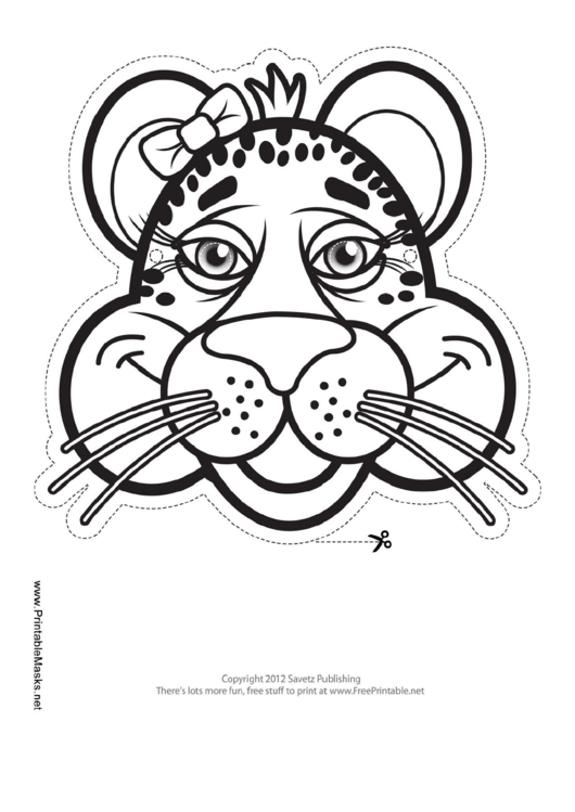 Cheetah Ribbon Mask Outline Template Printable pdf