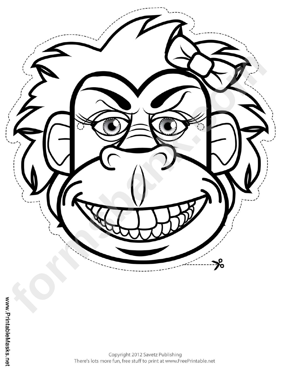 Gorilla Bow Mask Outline Template