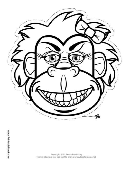 Gorilla Bow Mask Outline Template Printable pdf