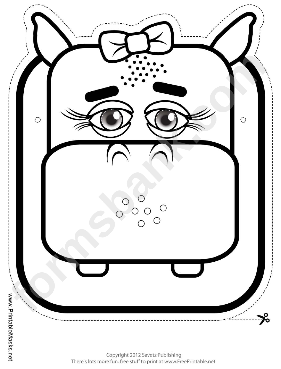 Hippo Bow Mask Outline Template