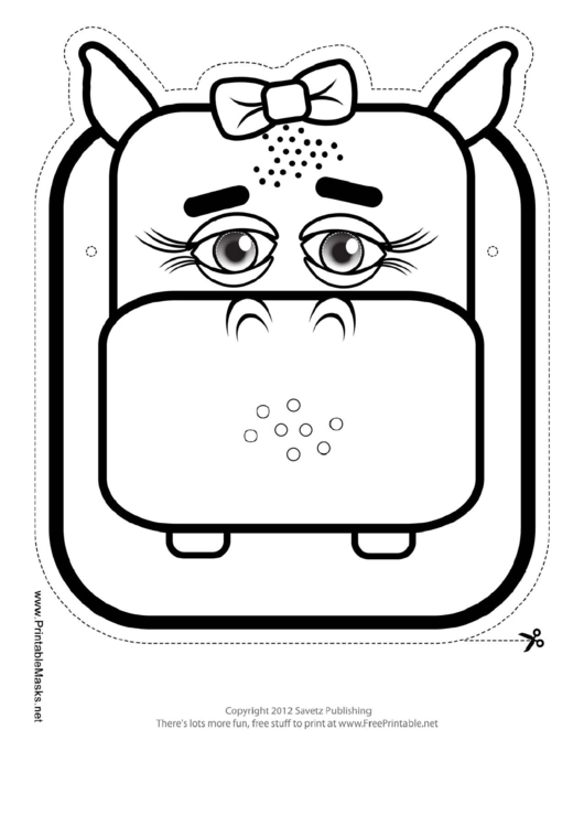 Hippo Bow Mask Outline Template Printable pdf