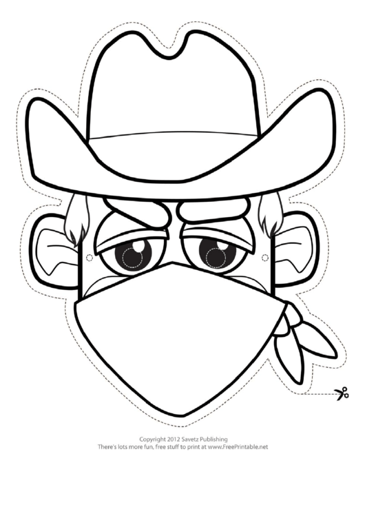 Bandit Cowboy Mask Outline Template Printable pdf