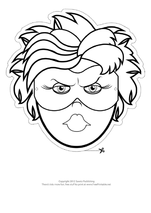 Superhero Female Mask Outline Template Printable pdf