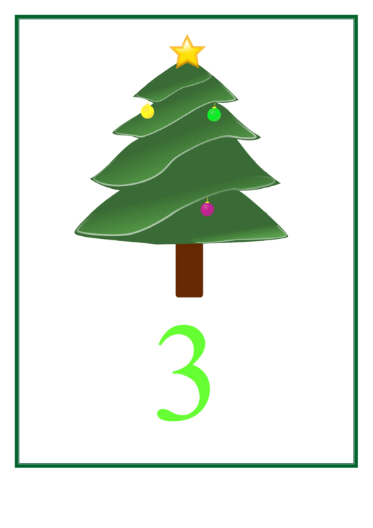Number 3 Christmas Counting Template Printable pdf