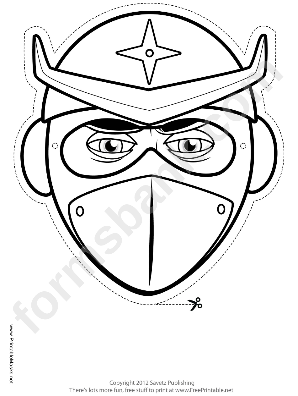 Ninja Helmeted Mask Outline Template