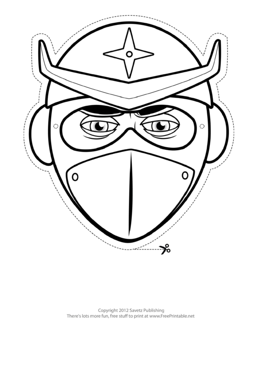 Ninja Helmeted Mask Outline Template Printable pdf