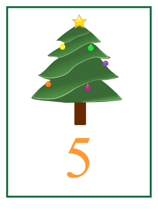 Number 5 Christmas Counting Template Printable pdf