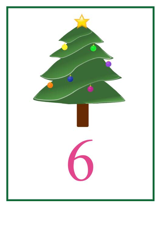 Number 6 Christmas Counting Template Printable pdf