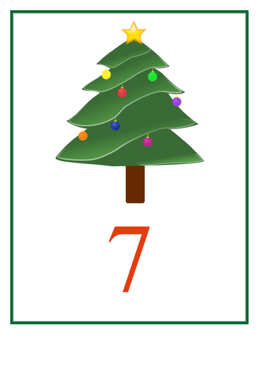 Number 7 Christmas Counting Template Printable pdf