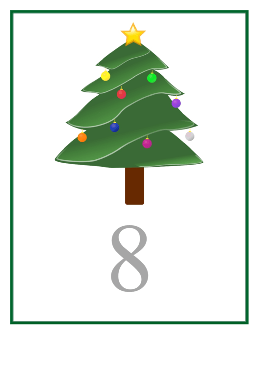 Number 8 Christmas Counting Template Printable pdf