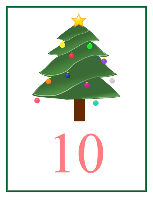 Number 10 Christmas Counting Template Printable pdf