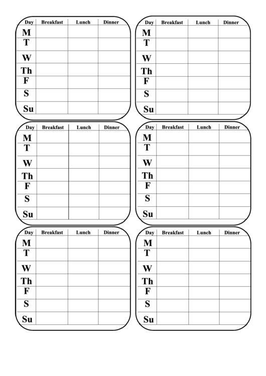 Pocket Menu Planner Template Printable pdf