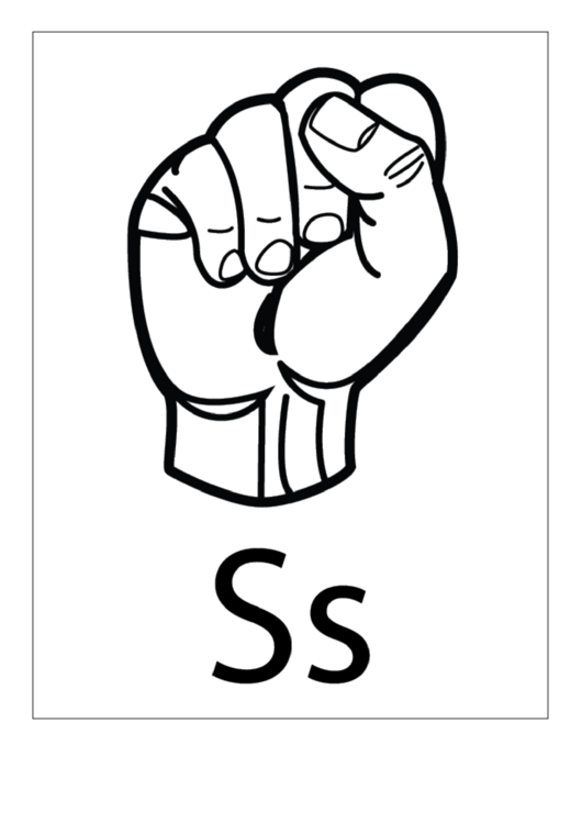 Letter S Sign Language Template - Outline With Label Printable pdf