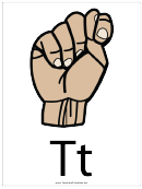 Letter T Sign Language Template - Filled With Label